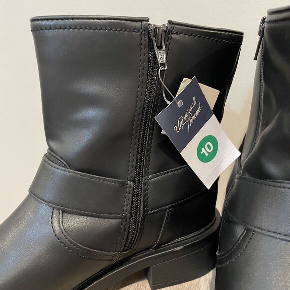 Universal Thread Women's Black Ankle Boots NEW size 10 Moto Biker Goth - Picture 12 of 13